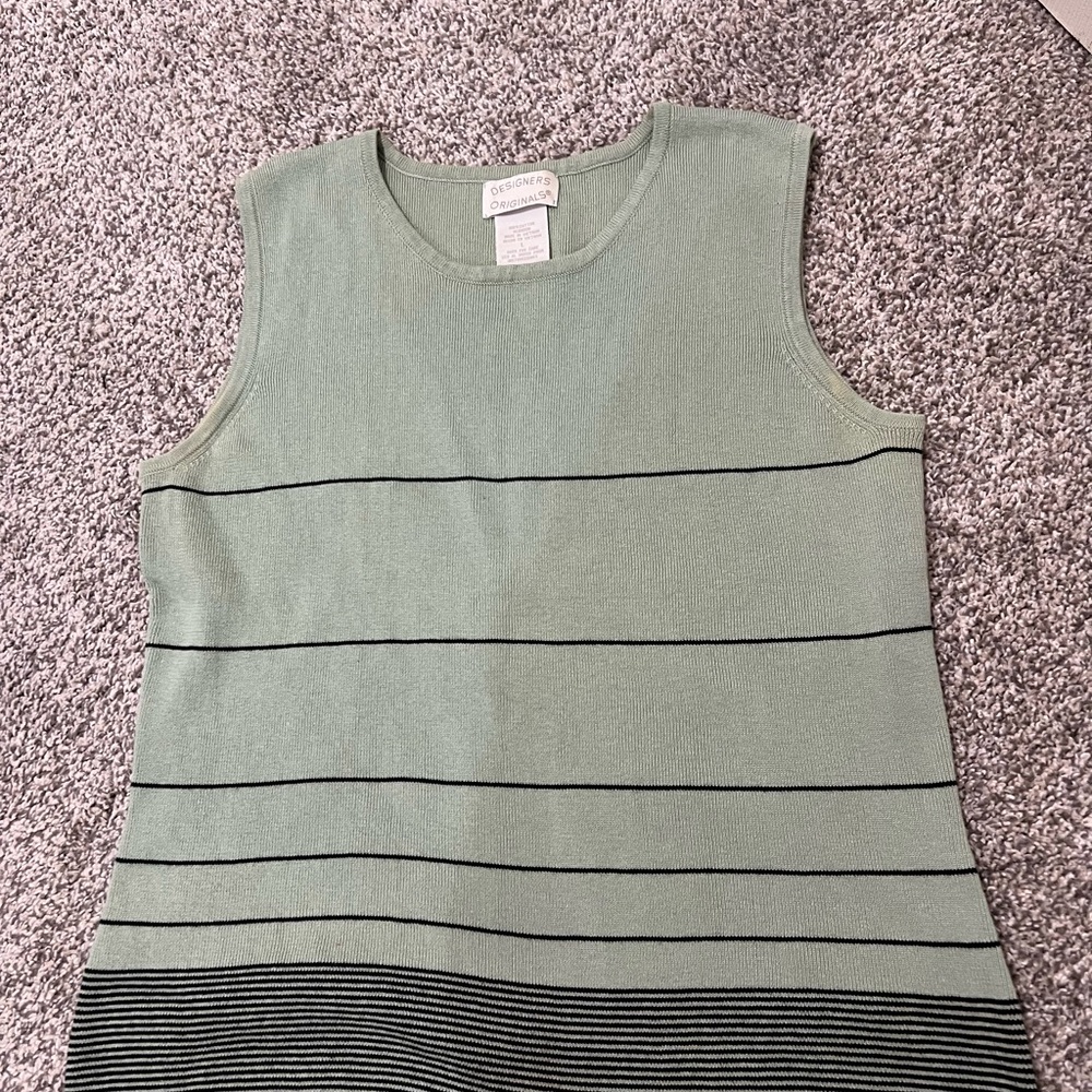 Designers Originals Olive and Black Striped Tank Top